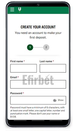 Unibet Android App Registration