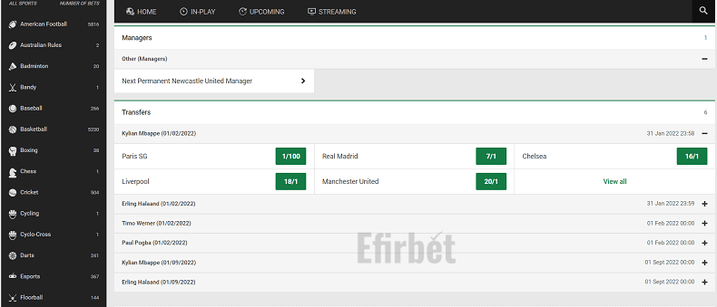 Unibet football transfer betting