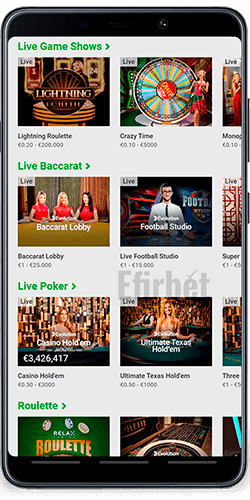Unibet live casino app for Android