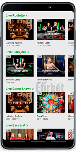 Unibet mobile live casino app