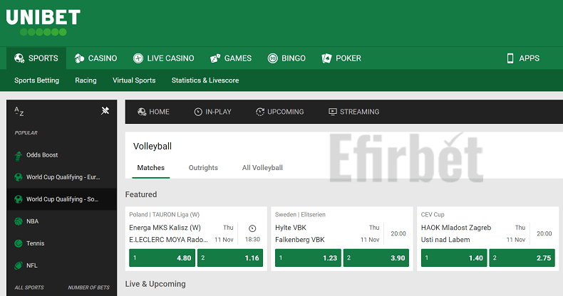 Unibet volleyball betting