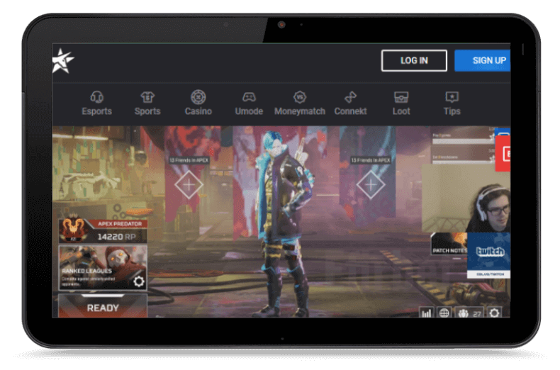 Unikrn mobile version tablet