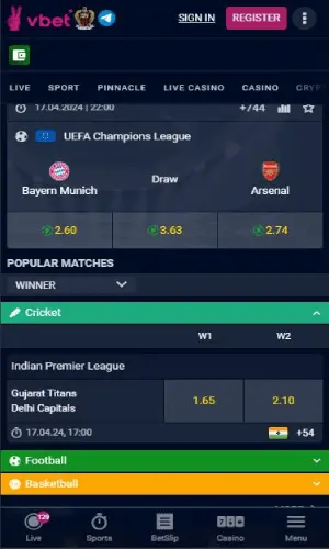 Vbet Mobile Screenshot