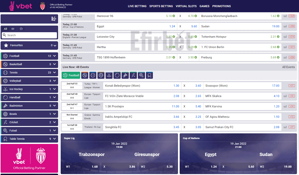 VBet Slovakia bookmaker