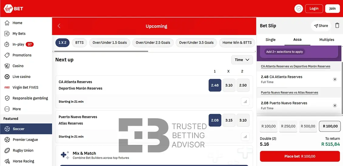 Virgin Bet Sports Betting South Africa