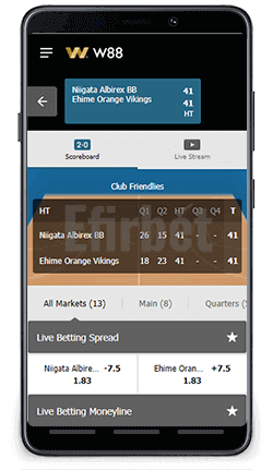 W88 Prestige with Mobile Application For Football Betting