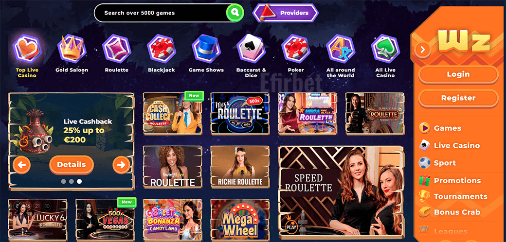 Wazamba Casino Live Casino Games