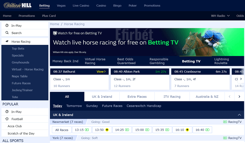 William Hill horse racings