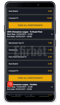 Special bets in Winbet mobile app