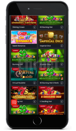 Casino section of Winbet's mobile app for iOS