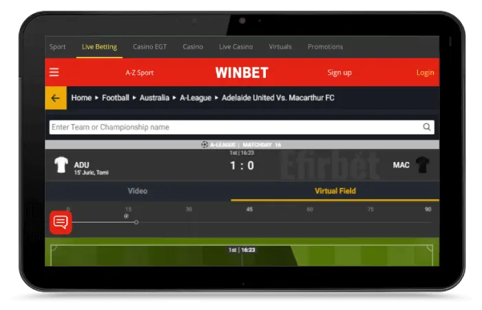 Winbet mobile website for tablet