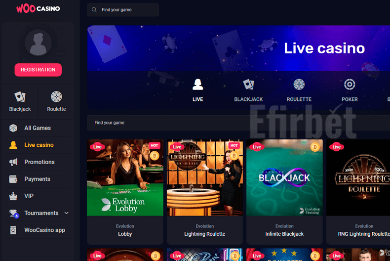 Woo live casino