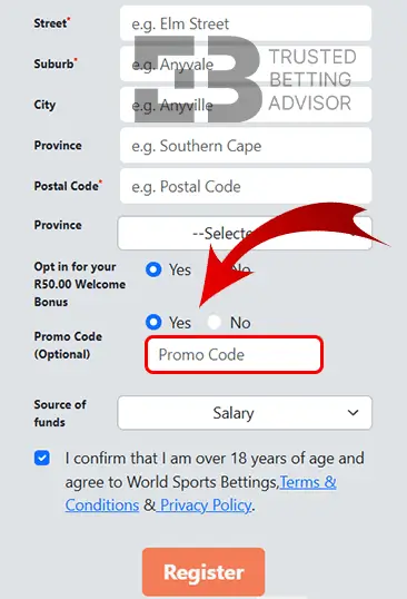 WSB Bonus Code Field