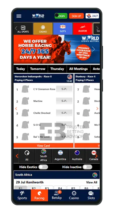 WSB Mobile App Android Horse Racing