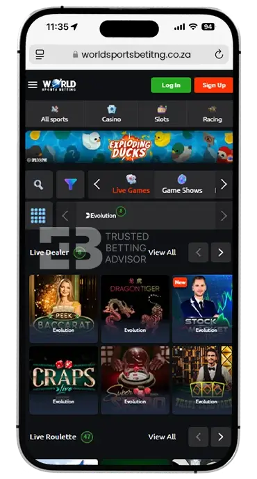 WSB Mobile App iOS Live Casino