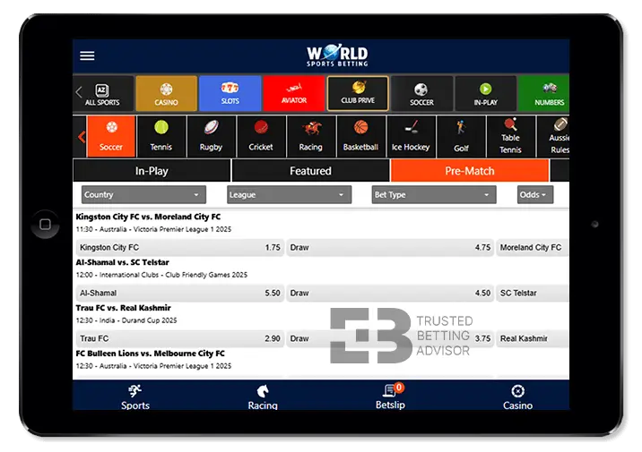 WSB Mobile Version Tablet