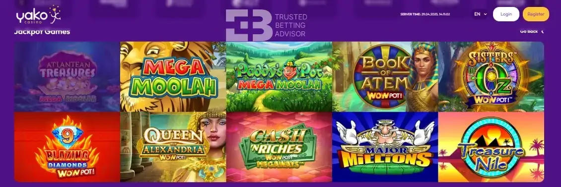 Yako Casino Jackpot Games