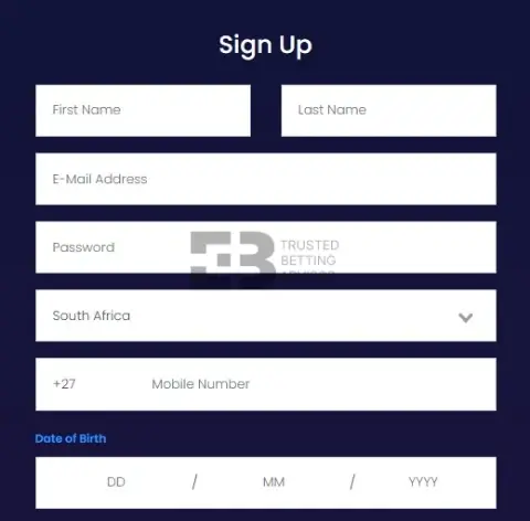 Yebo Casino Sign Up procedure