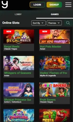 Yebo Casino Mobile Screenshot