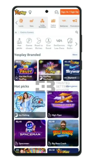 Yes Play Casino app