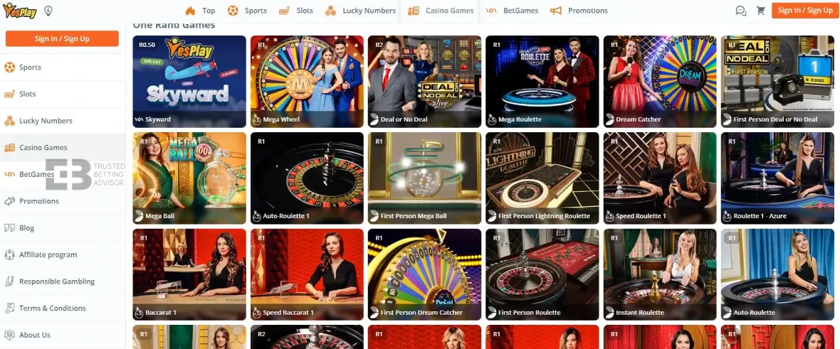 Yesplay Live Casino Games