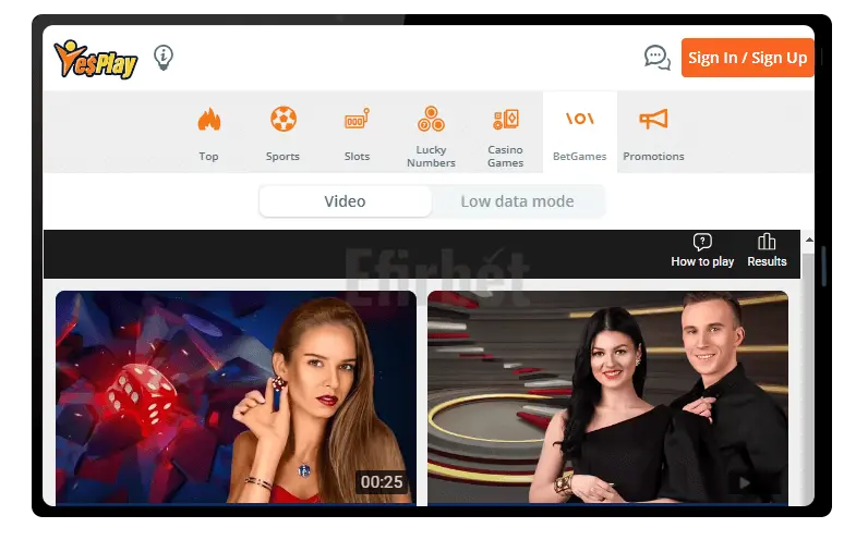 YesPlay mobile site