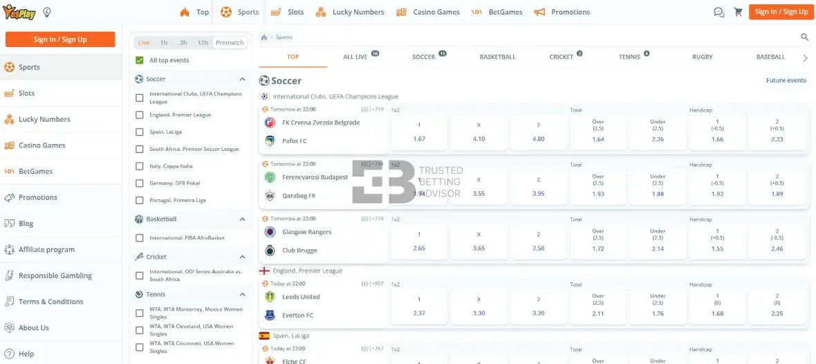Yesplay Sports Betting Section