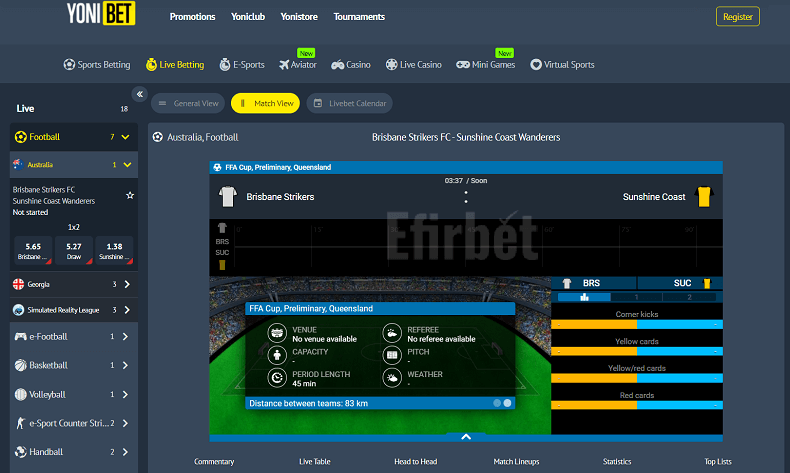 Yonibet in-play