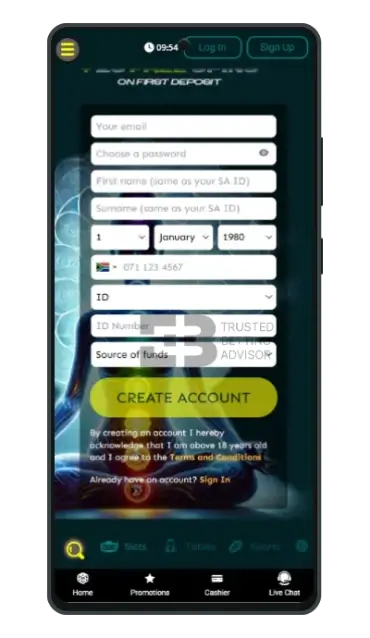 Zarbet Mobile registration