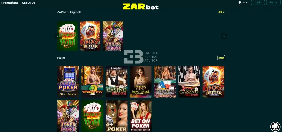 Zarbet poker section