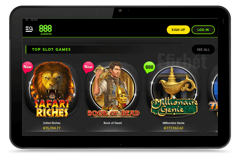 888Casino mobile version on tablet
