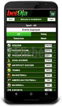 Bet9ja casino app account