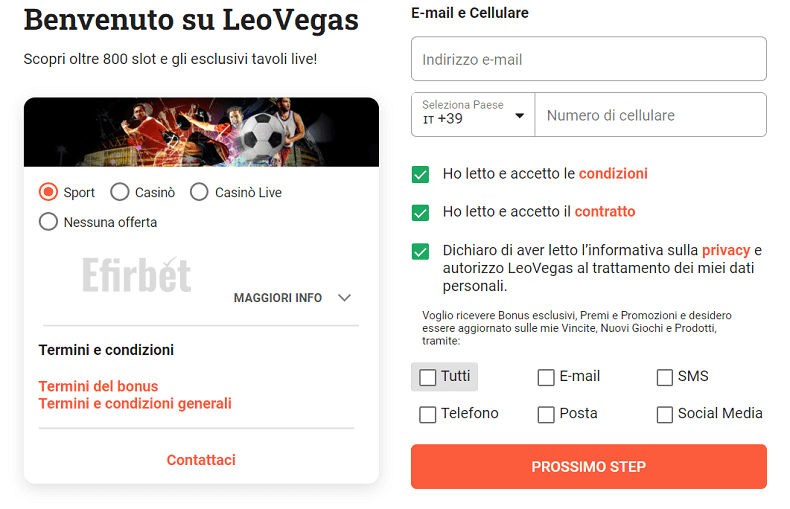 Registrazione LeoVegas