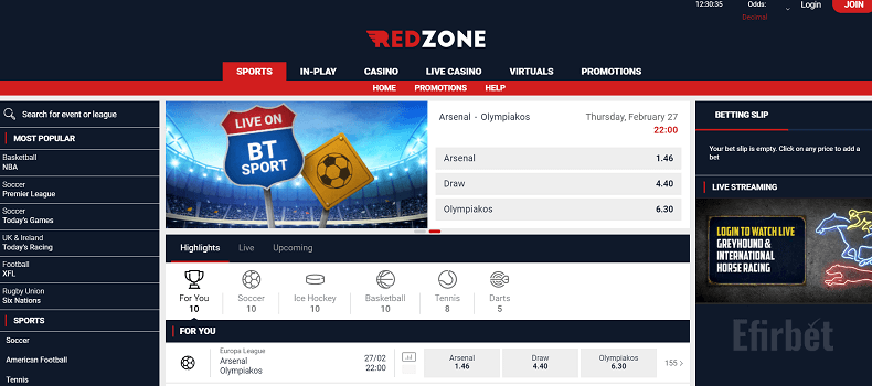 Red zone sports free betting