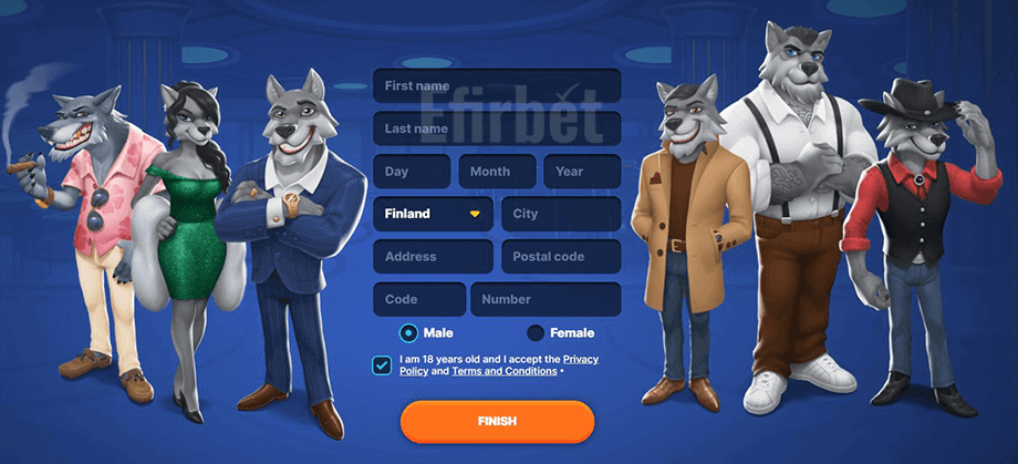 Slot Wolf registration form