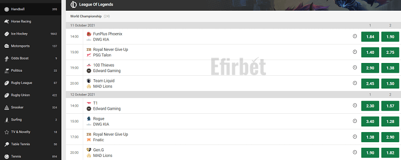 Unibet LoL betting